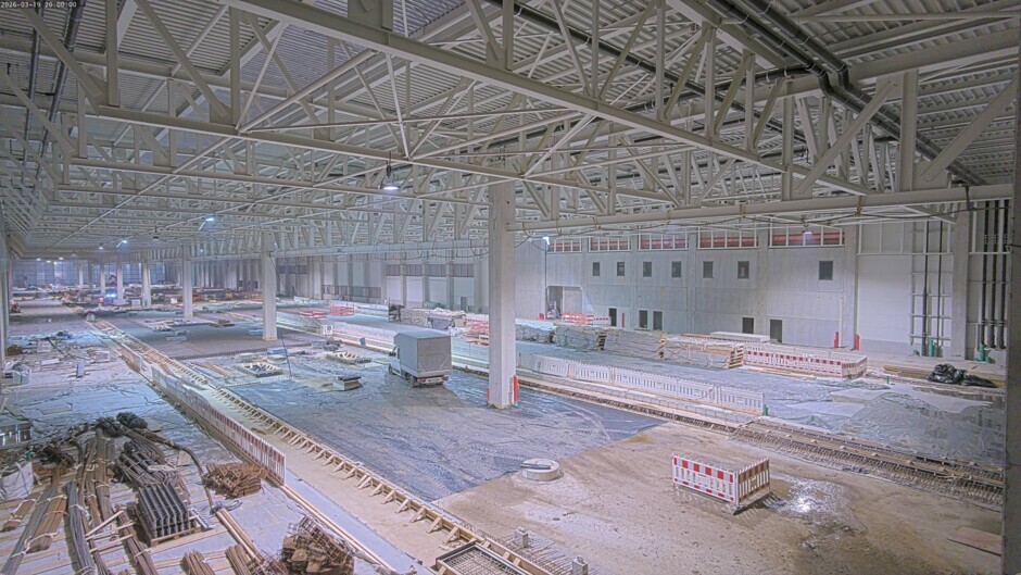 Inneneinblick Gleishalle (Gebäudeteil 1) - Stand: 20.März 2026